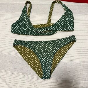 Green Polka Dot Reversible Bikini Set
